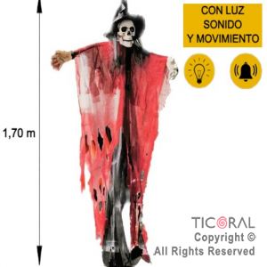 MUECA BRUJA CALAVERA CON LUZ MOVIMIENTO Y SONIDO 198 CM HALLOWEEN X 1